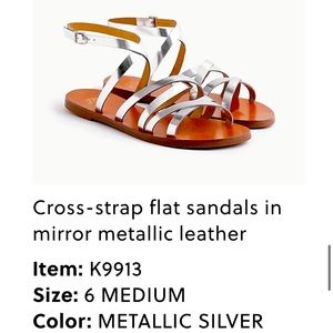 J.Crew Cross-Strap Sandal sz 6 Metallic Silver